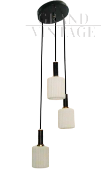Lampadario a sospensione vintage anni '60 con tre luci pendenti                            