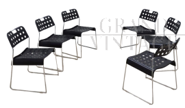 Set di 6 sedie Omstack di Bieffeplast nere, anni '70                            