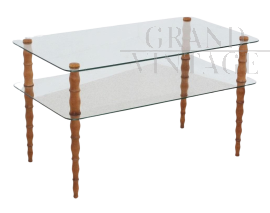 Table basse conçue par Enrico Paulucci avec double plateau en verre, années 1940
                            