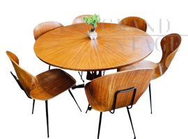 Tavolo e 6 sedie design di Carlo Ratti per Lissoni, anni '50                            