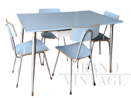 Set da pranzo vintage composto da tavolo e sedie in formica, anni '70                            