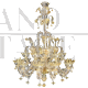 Lampadario in stile Rezzonico in vetro di Murano cristallo dorato                            
