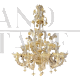 Lampadario Rezzonico in vetro di Murano con foglia d'oro                            
