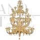 Lampadario Rezzonico in vetro di Murano lavorato con foglia d'oro 24 carati                            