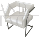 Poltroncina design moderna in ecopelle bianca, fine '900                            
