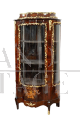 Vetrina antica Napoleone III Francese con intarsi e bronzi                            