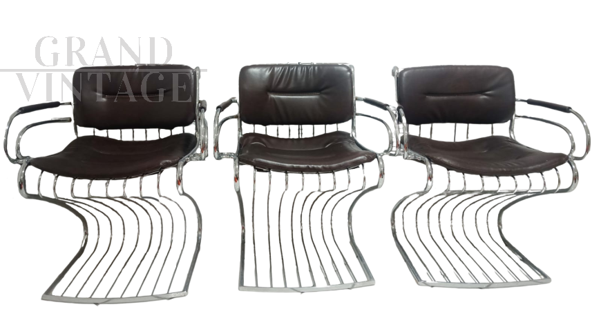 Set of 3 design armchairs by Giorgio Rinaldi - Linea Disegno