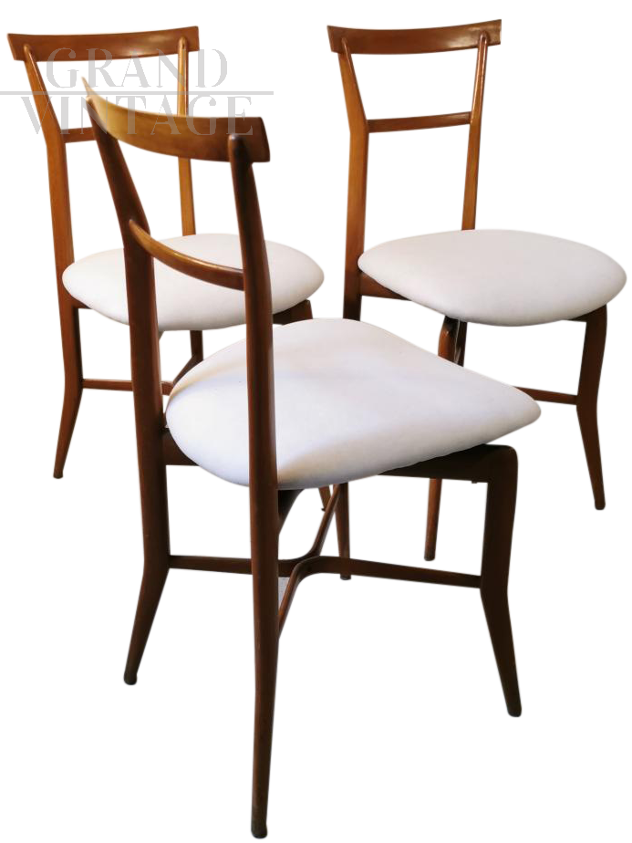 3 vintage wooden chairs, 1950s