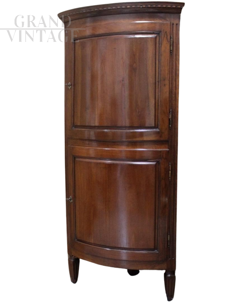 Antique rounded corner cupboard from the Louis XVI period, 18th century