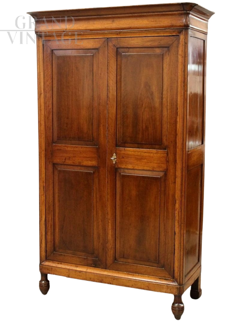 Antique Louis Philippe Capuchin wardrobe or cupboard in walnut, 19th century Italy