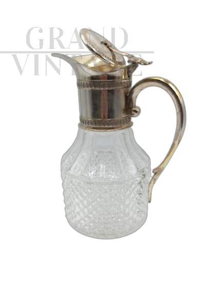 Vintage glass carafe with silver handle