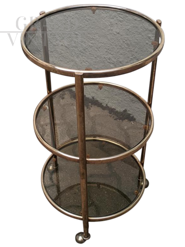 Vintage étagère trolley with glass shelves, 1960s