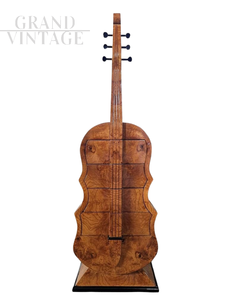 Art Deco dresser in briar in the shape of a double bass