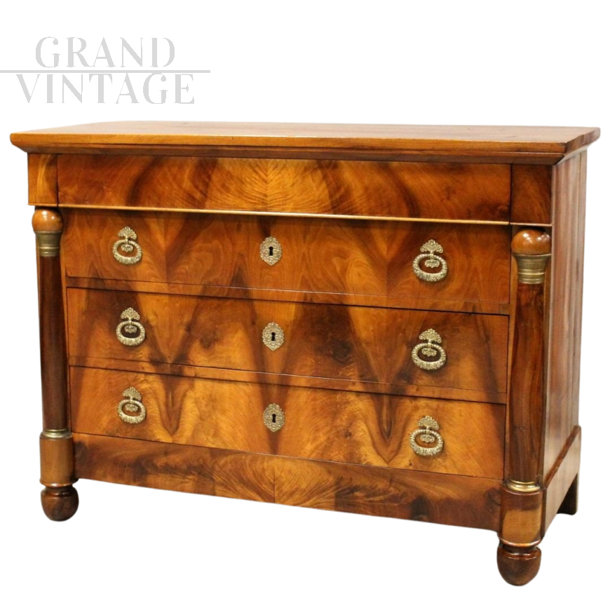 Antique Empire dresser in walnut from the 19th century     