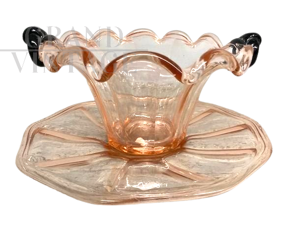 1940s centerpiece in pink Murano glass