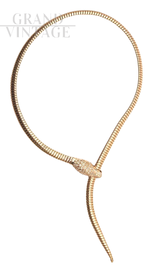 Vintage rose gold snake necklace