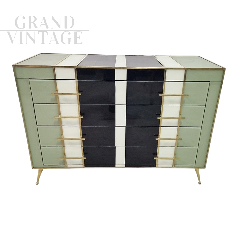 Retro style glass-covered 4-drawer dresser