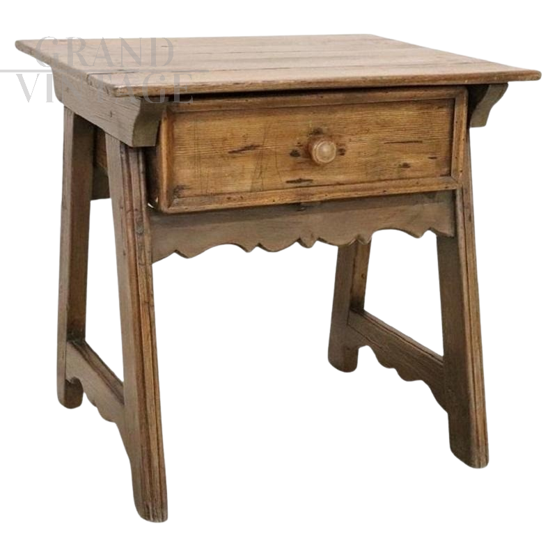 Antique rustic bedside table with drawer from the early 1900s        