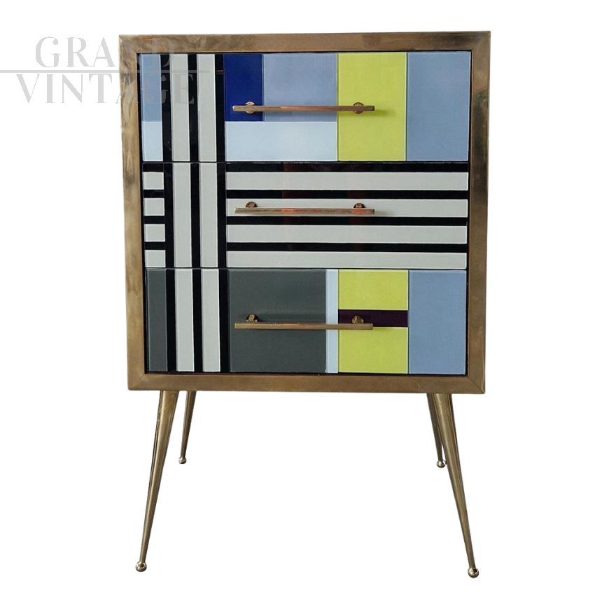 Vintage style small dresser covered with Murano glass tiles   