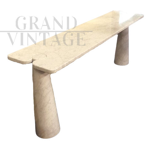 Console by Angelo Mangiarotti in Carrara marble with rectangular top