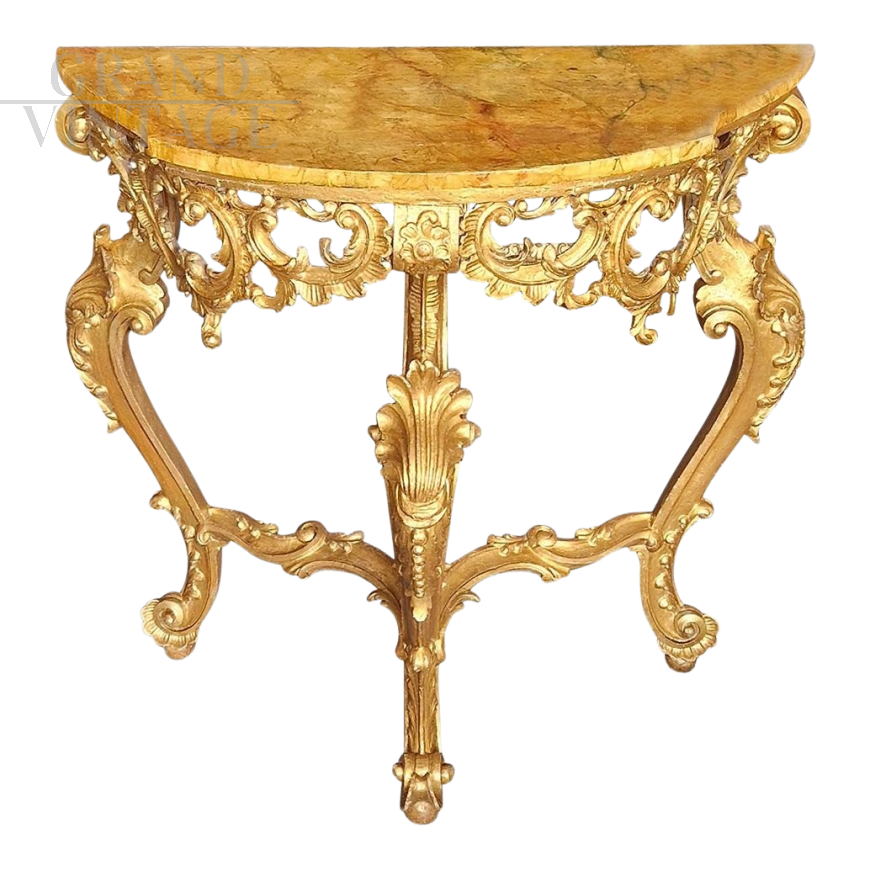 Antique Venetian Louis XVI style console in carved and gilded wood