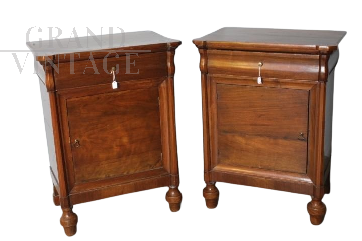 Pair of antique 19th century capuchin bedside tables in walnut