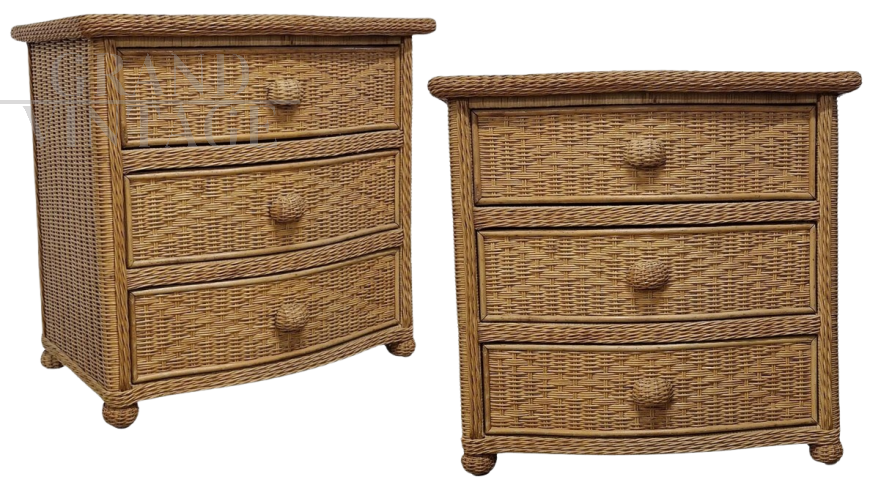 Pair of woven bamboo dressers    