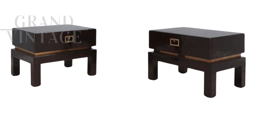 Pair of bedside tables or coffee tables by Guy Lefevre for Maison Jansen, 1970s