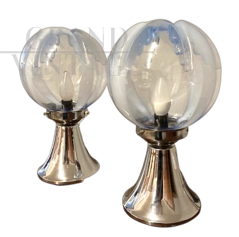 Pair of Murano glass table lamps in the Toni Zuccheri style, 1970s