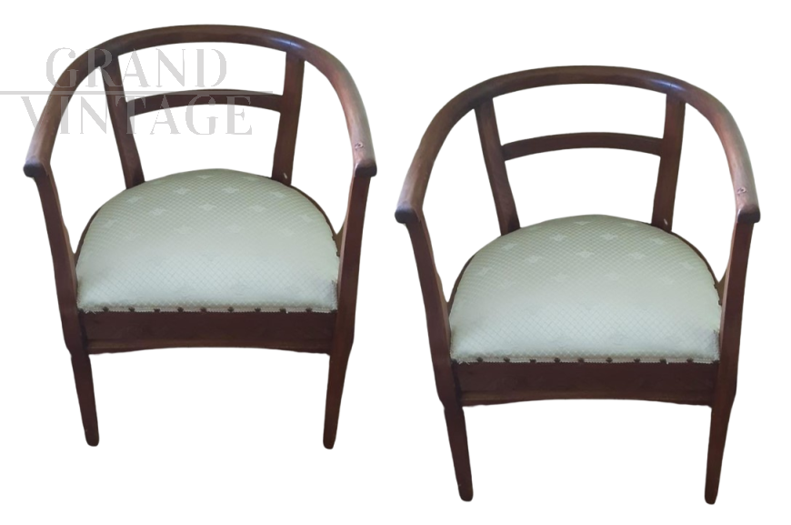 Pair of white art deco tub chairs from the 1930s