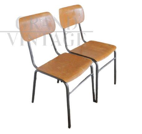 Pair of vintage 70s school chairs