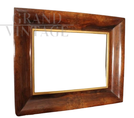 Antique Charles X tray frame in walnut with gold leaf