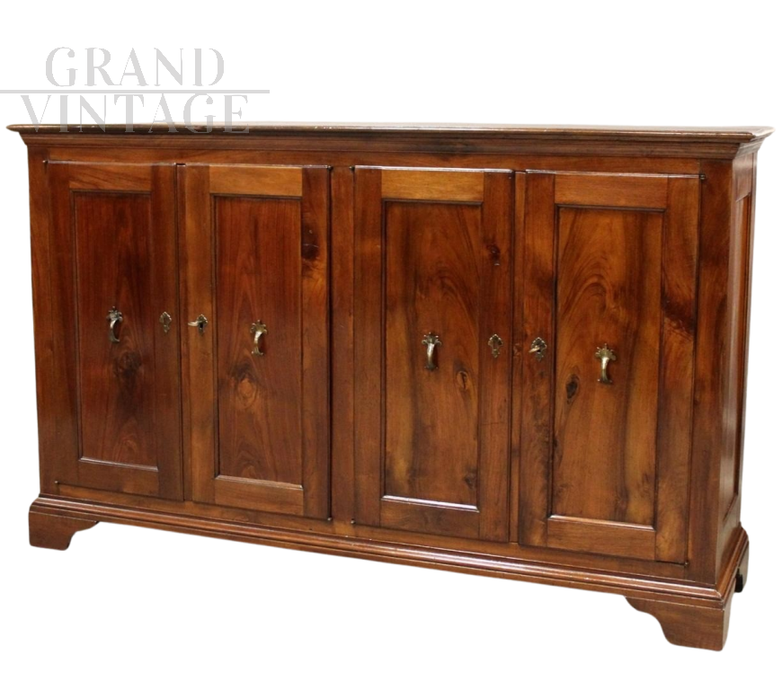 Antique walnut sideboard with 4 doors, Italy 18th century