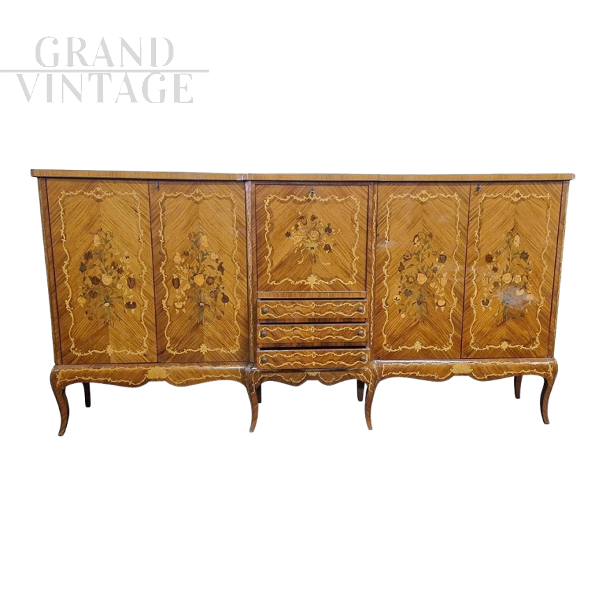 Italian Lombard inlaid sideboard from the first half of the 20th century