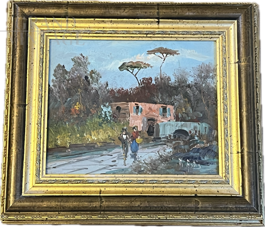 Safe cover painting with landscape, early 1900s