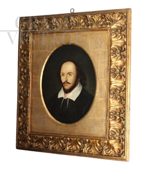 Antique painting with portrait of Shakespeare