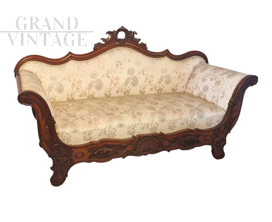 Antique Louis Philippe sleigh sofa, mid 19th century