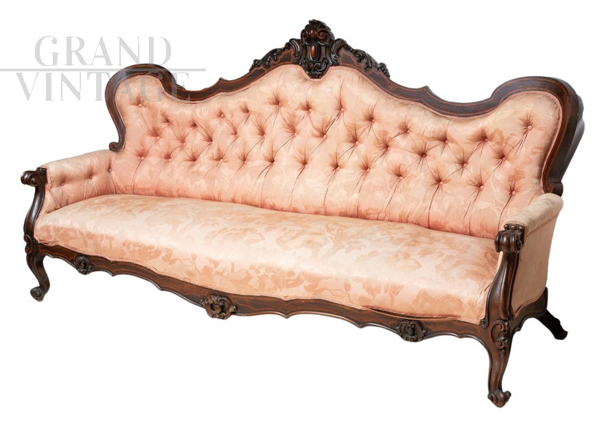 Antique Neapolitan inlaid sofa from the Louis Philippe era