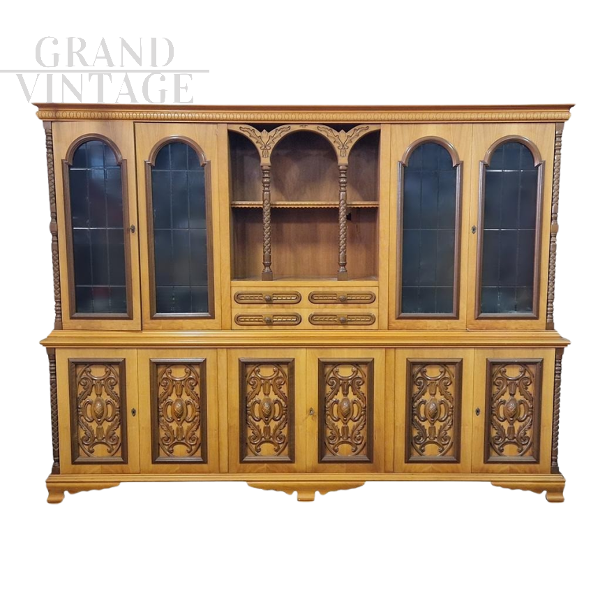 Large double body library bookcase in antique style       