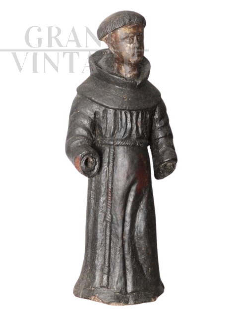 Large antique wooden sculpture of Saint Anthony of Padua, 18th century                     
                            