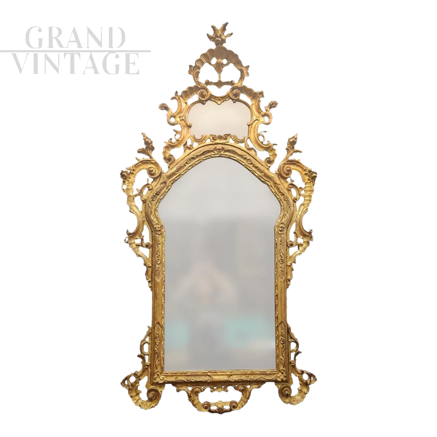 Large gilded mirror in antique Venetian Louis XV style         