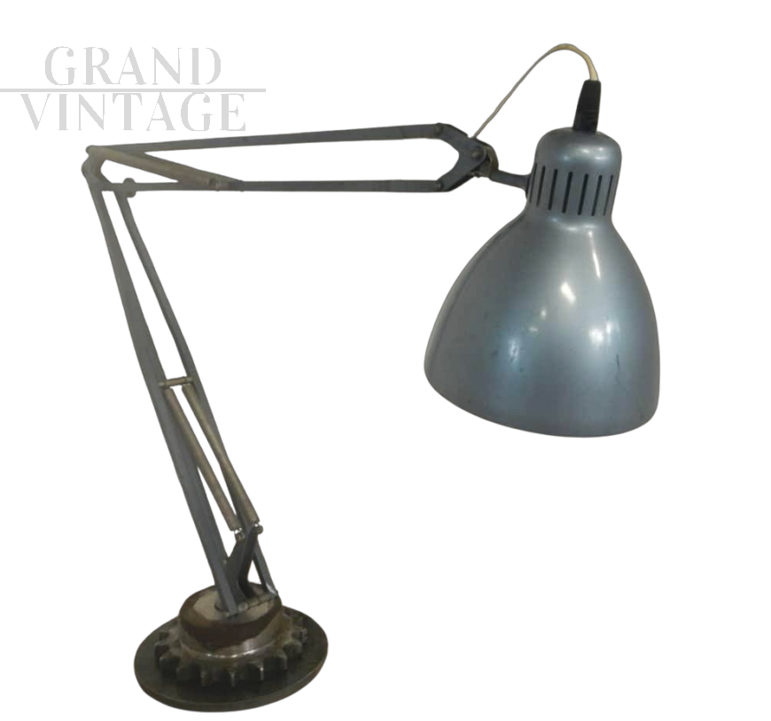 Industrial desk lamp in light blue metal, 1960s