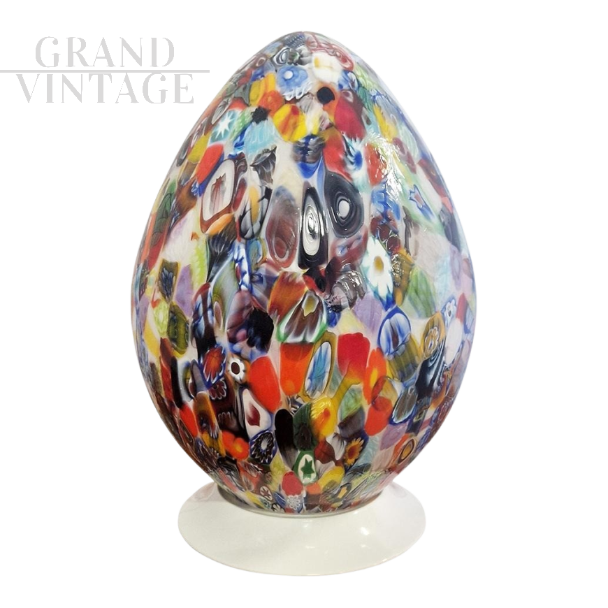 Egg-shaped table lamp in Murano glass with Murrine