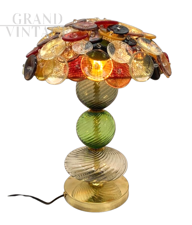 Design table lamp in hand-crafted multicolored Murano glass