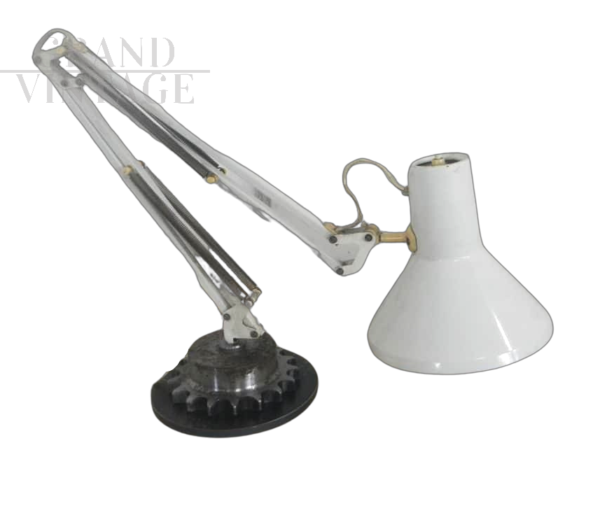 Emmedi industrial table lamp in white metal, 1960s