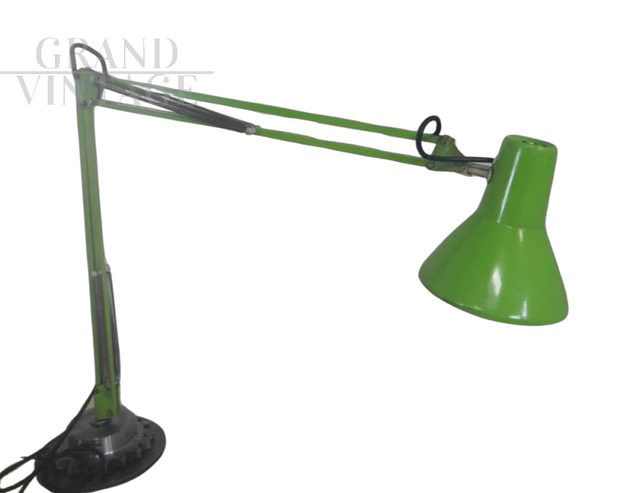 Industrial desk lamp designed by Emmedi in green metal, 1970s