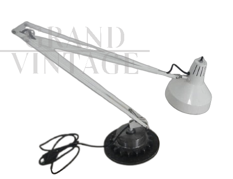 Vintage industrial white metal desk lamp, 1970s