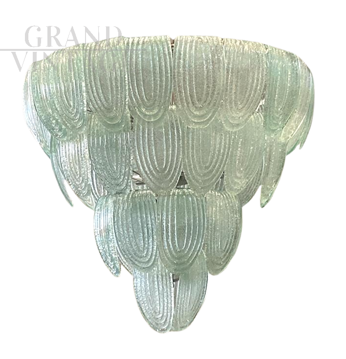 Green Murano glass waterfall chandelier