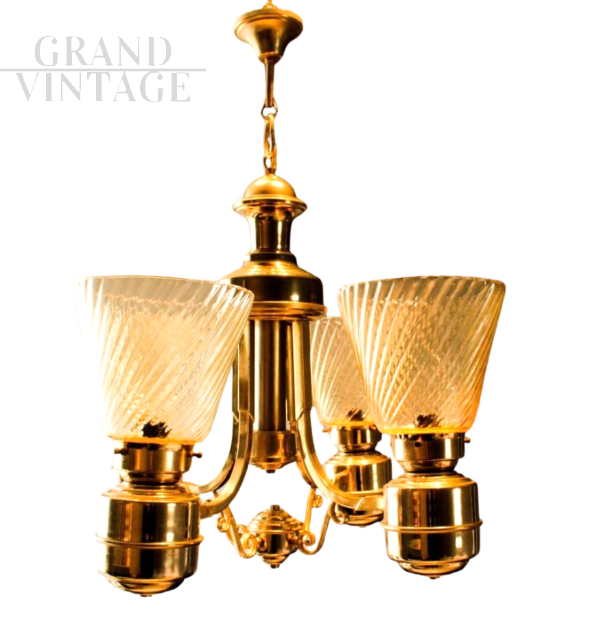 Art deco Murano glass chandelier, 1940s    