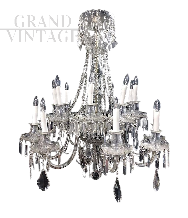 Murano glass chandelier with crystal drops from the early 1900s